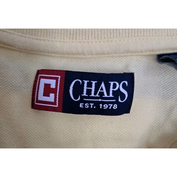 Chaps Mens Golf Polo Shirt Top Size XXL 2X 2XL Pastel Yellow Blue Stripes Spring - Picture 8 of 12